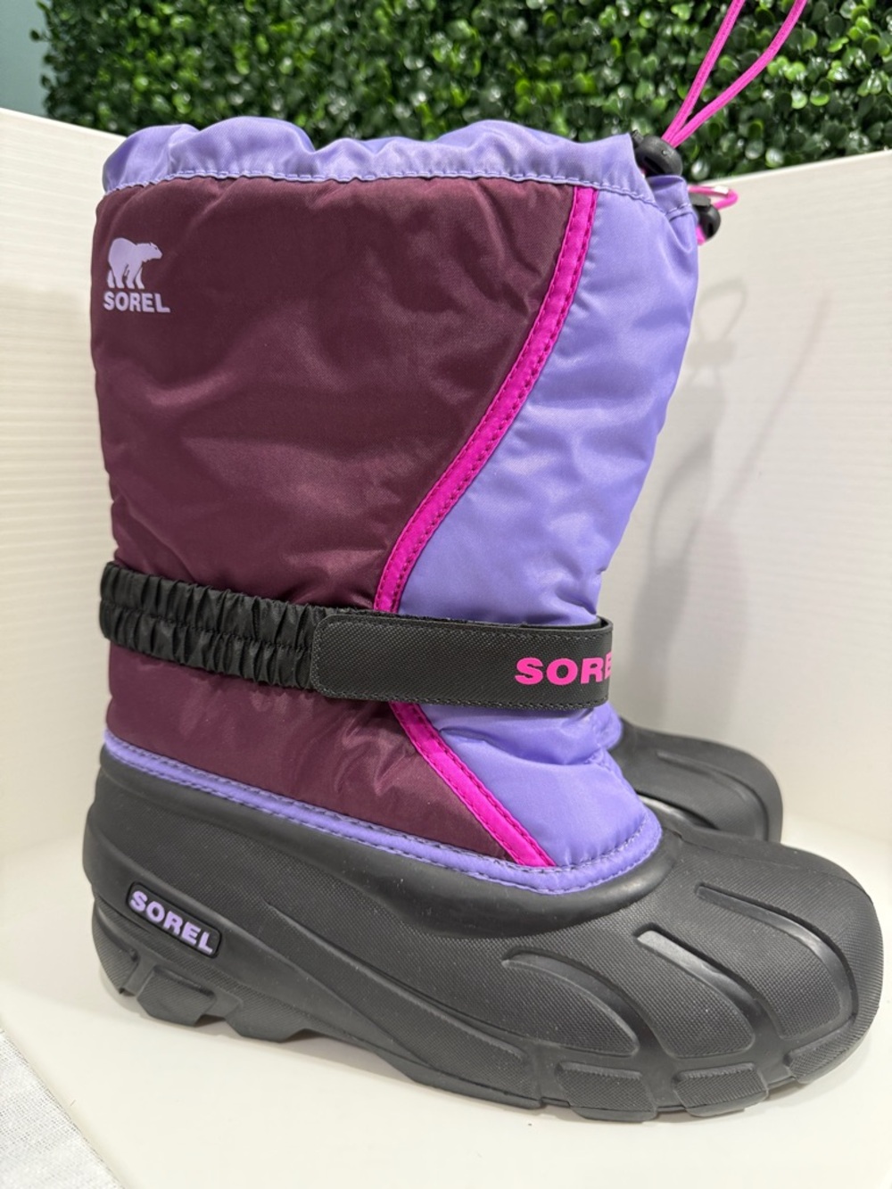 Sorel Kids Purple and Plum Snow Boots with Pink Accents